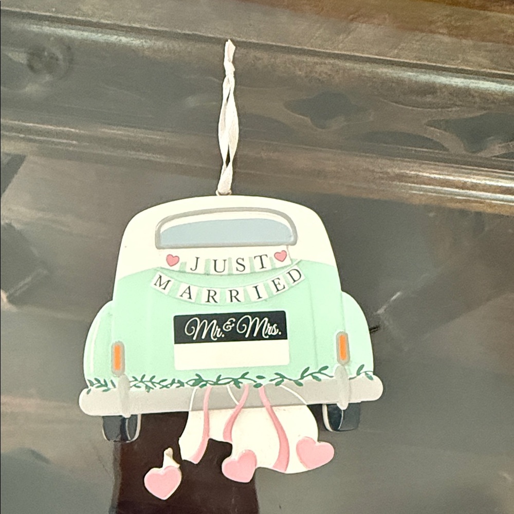 Mint Green 'Just Married' Wall Hanging Decor